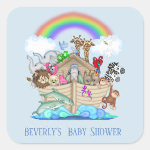 Carré Sticker Baby shower Arche de Blue Noah