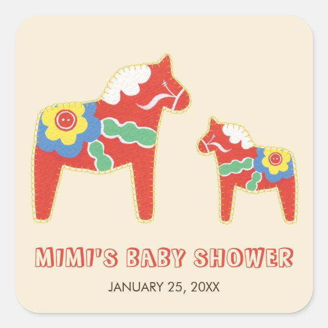 Carré Sticker Baby shower Lycka Till (Devant)