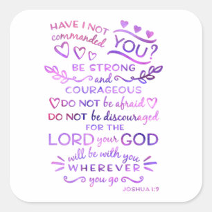 Carré Sticker Bible Verse Joshua 1:9