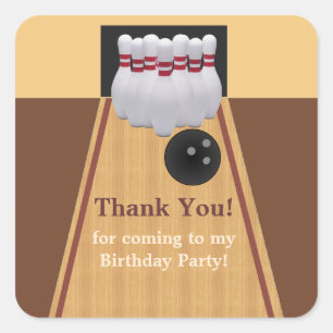 Carré Sticker Brown Bowling Anniversaire
