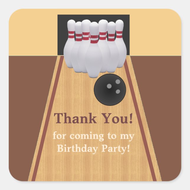 Carré Sticker Brown Bowling Anniversaire (Devant)