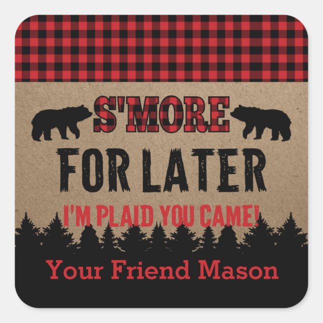 Carré Sticker Buffalo Plaid Lumberjack S'more Favoriser (Devant)