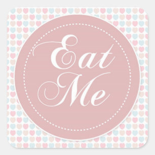 Carré Sticker Buffet Coeurs Roses 'Mange-Moi'