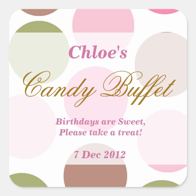Carré Sticker Buffet WhimsicalDotty Anniversaire (Devant)