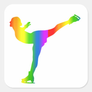 Carré Sticker Bunter Eiskunstlauf Regenbogen