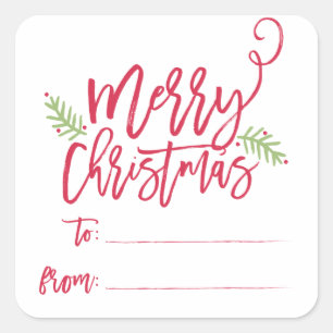 Carré Sticker cadeau de Noël brillant pour pinceau moder