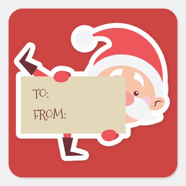Carré Sticker cadeau de Noël Pékin Père Noël (Devant)