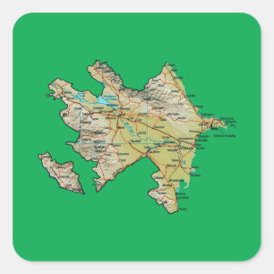 Carré Sticker Carte Azerbaïdjan