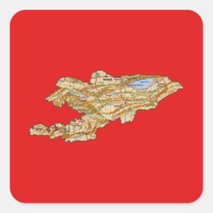 Carré Sticker Carte Kirghizistan