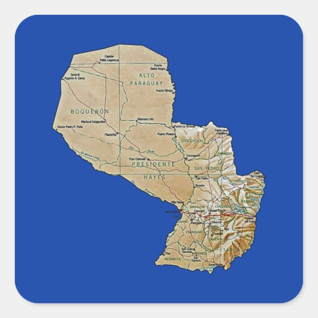 Carré Sticker Carte Paraguay (Devant)