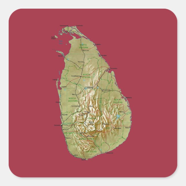 Carré Sticker Carte Sri Lanka (Devant)