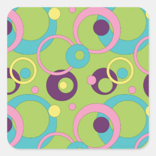 Carré Sticker Cercles verts funky