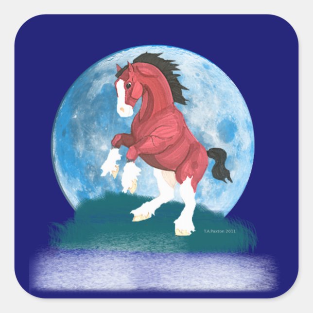 Carré Sticker Cheval Prancer Lune (Devant)
