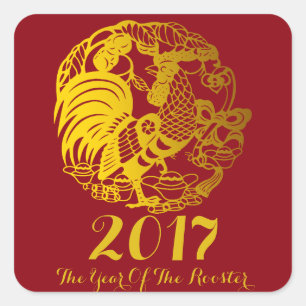 Carré Sticker chinois Rooster personnalisé Année S