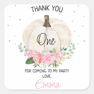 Carré Sticker citrouille Rose Floral 1er Anniversaire Fa