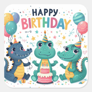 Carré Sticker Classic Round Gold pour anniversaire heure