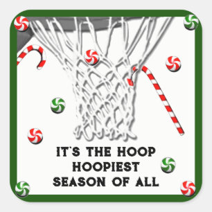 Carré Sticker classique de Noël rond de basket-ball