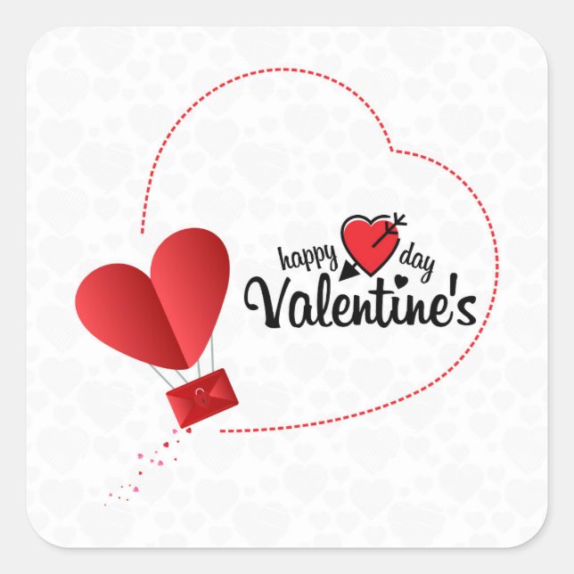 Carré Sticker Coeur de Jour Valentines (Devant)