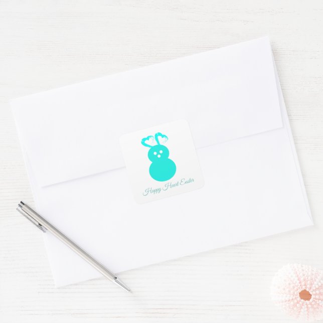 Carré Sticker Coeur Rabbit de Pâques (Enveloppe)
