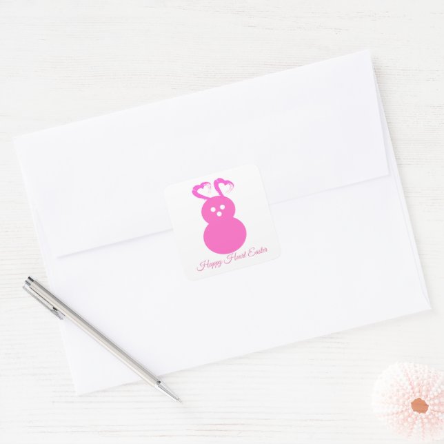 Carré Sticker Coeur Rabbit de Pâques (Enveloppe)