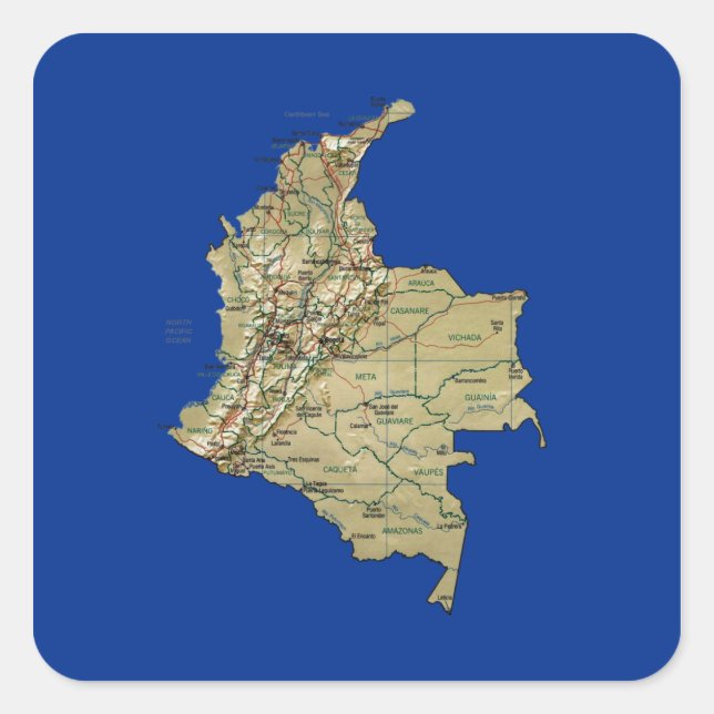 Carré Sticker Colombie Map (Devant)