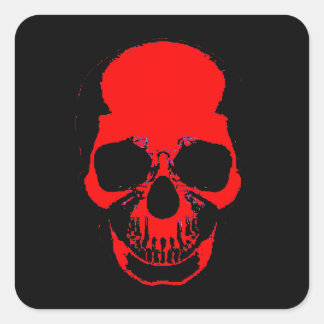 Carré Sticker crâne rouge - Sticker crâne - Sticker crân