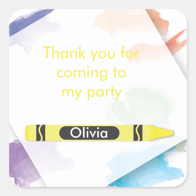 Carré Sticker Crayon Favor | jaune (Devant)