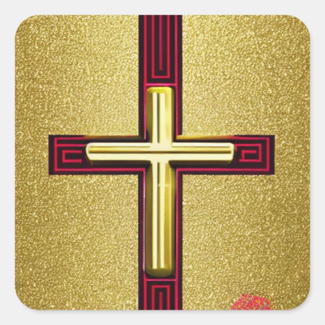 Carré Sticker Croix Rouge et Or (Devant)