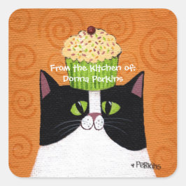 Carré Sticker Cupcake Cat