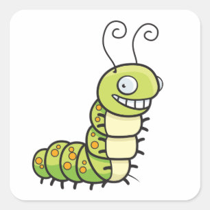 Carré Sticker Cute Caterpillar