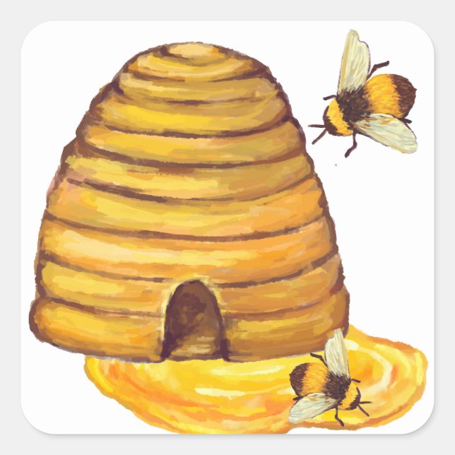 Carré Sticker d'abeille au miel (Devant)