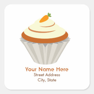 Carré Sticker d'adresse Carrot Cupcake