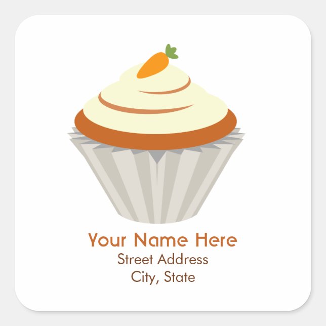 Carré Sticker d'adresse Carrot Cupcake (Devant)