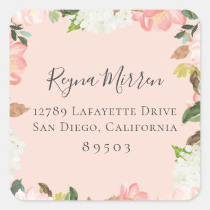 Carré Sticker d'adresse de retour Petal rose