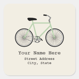 Carré Sticker d'adresse de vélo vert clair