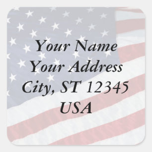 Carré Sticker d'adresse du drapeau des États-Unis