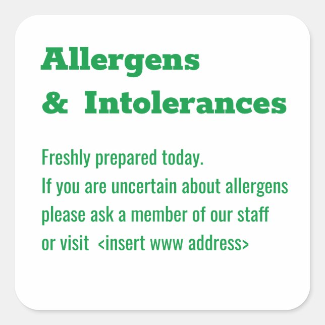 Carré Sticker d'alerte d'allergie produit (Devant)