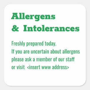 Carré Sticker d'alerte d'allergie produit