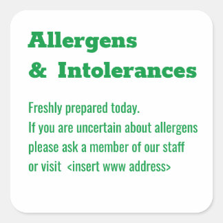 Carré Sticker d'alerte d'allergie produit
