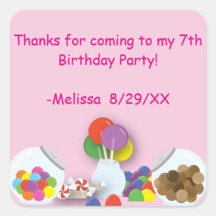 Carré Sticker d'anniversaire Candyland Sweets