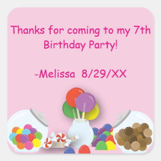 Carré Sticker d'anniversaire Candyland Sweets