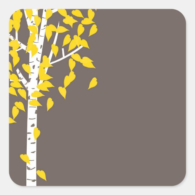 Carré Sticker d'arbre d'Aspen automne (Devant)