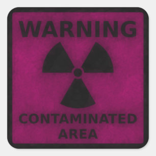 Carré Sticker d'avertissement de rayonnement rose