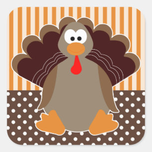 Carré Sticker de Bon thanksgiving de dinde caricature mi