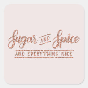 Carré Sticker de calligraphie or Rose sucre et épice