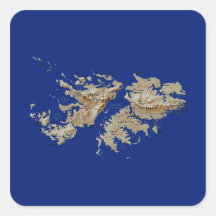 Carré Sticker de carte des îles Falkland