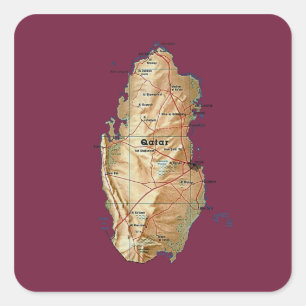 Carré Sticker de carte du Qatar