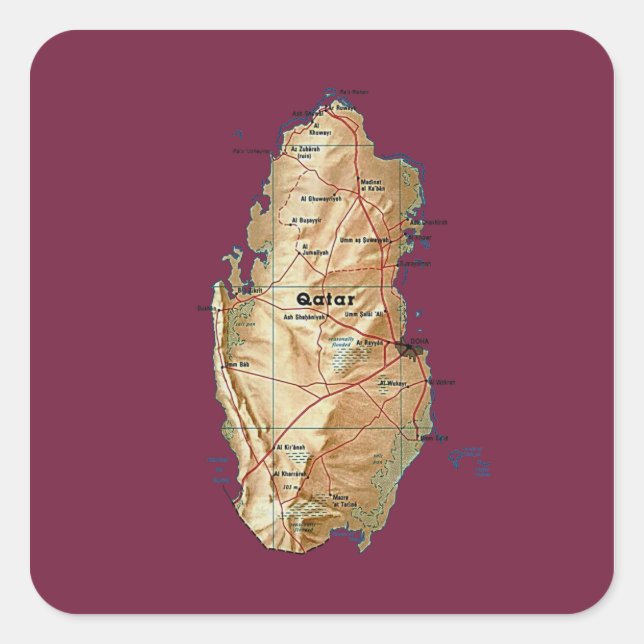 Carré Sticker de carte du Qatar (Devant)