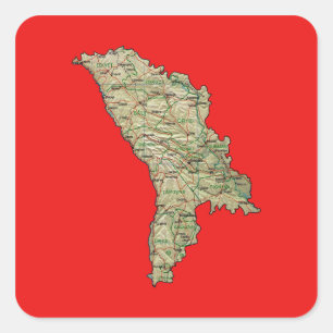 Carré Sticker de carte Moldavie