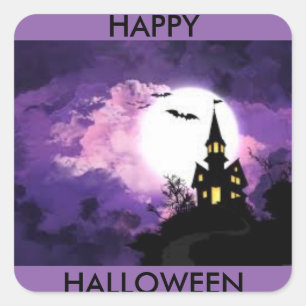 Carré sticker de château d'Halloween